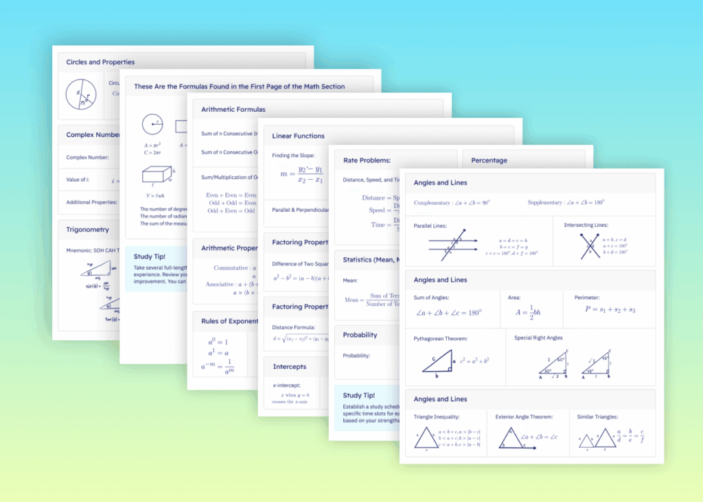Image of Downloadable PDF with SAT Math formulas