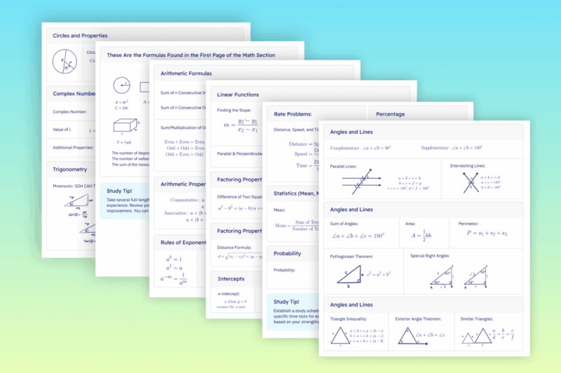 Image of Downloadable PDF with SAT Math formulas