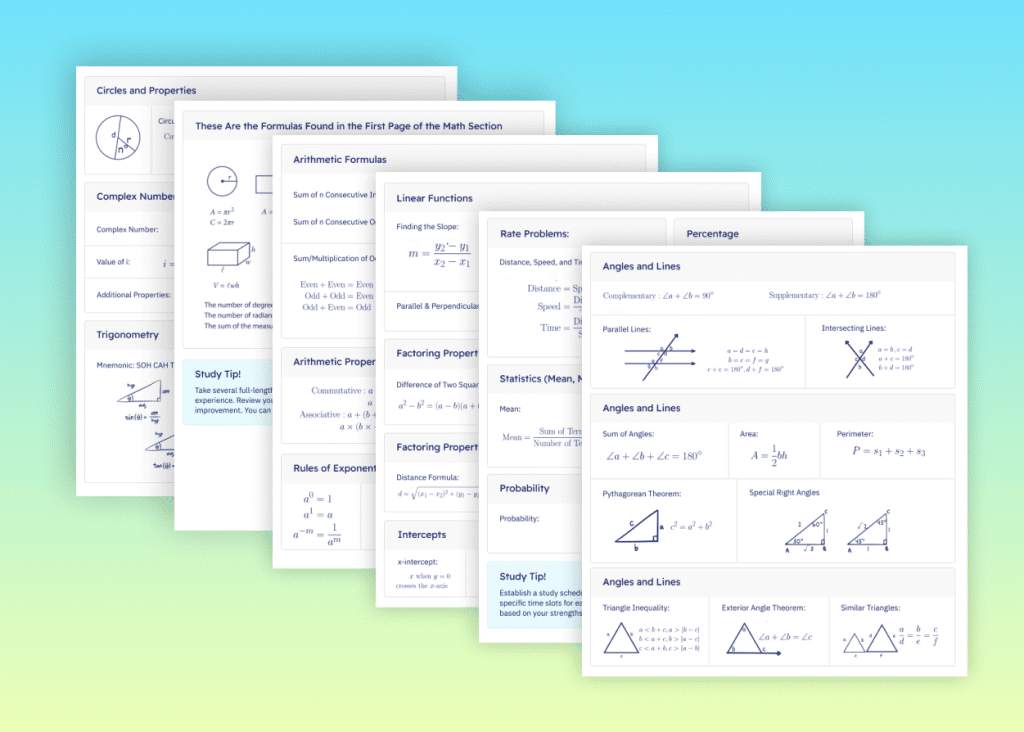 Image shows AceIt's free SAT formula sheet available for students to download.