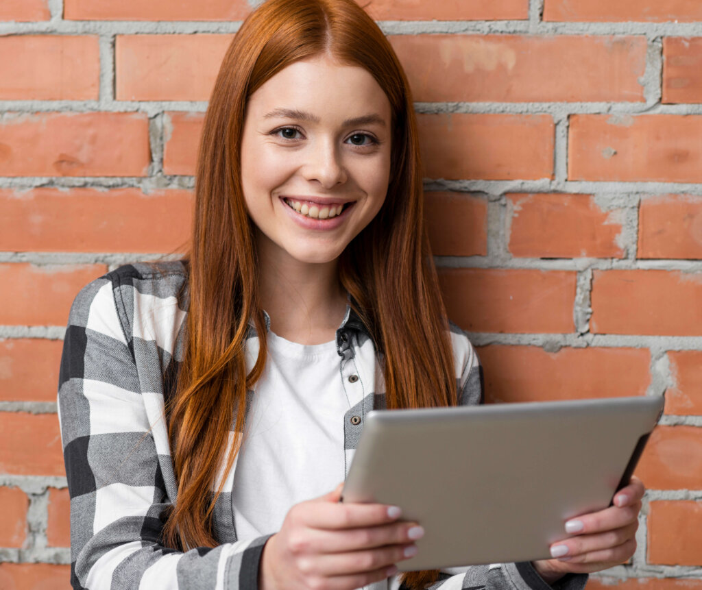 A student happy to explore the Bluebook App for digital SAT