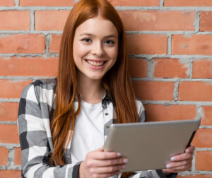 A student happy to explore the Bluebook App for digital SAT