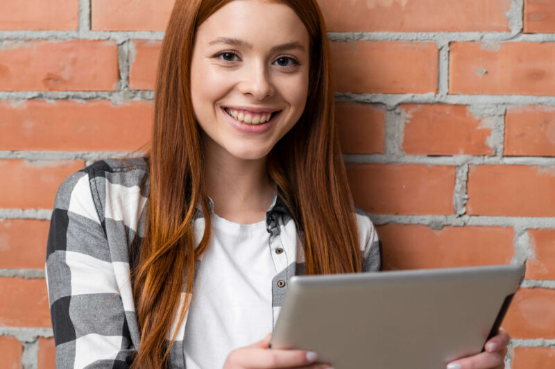 A student happy to explore the Bluebook App for digital SAT