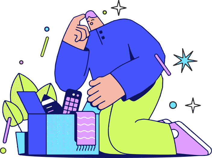 illustration of man looking for lost item