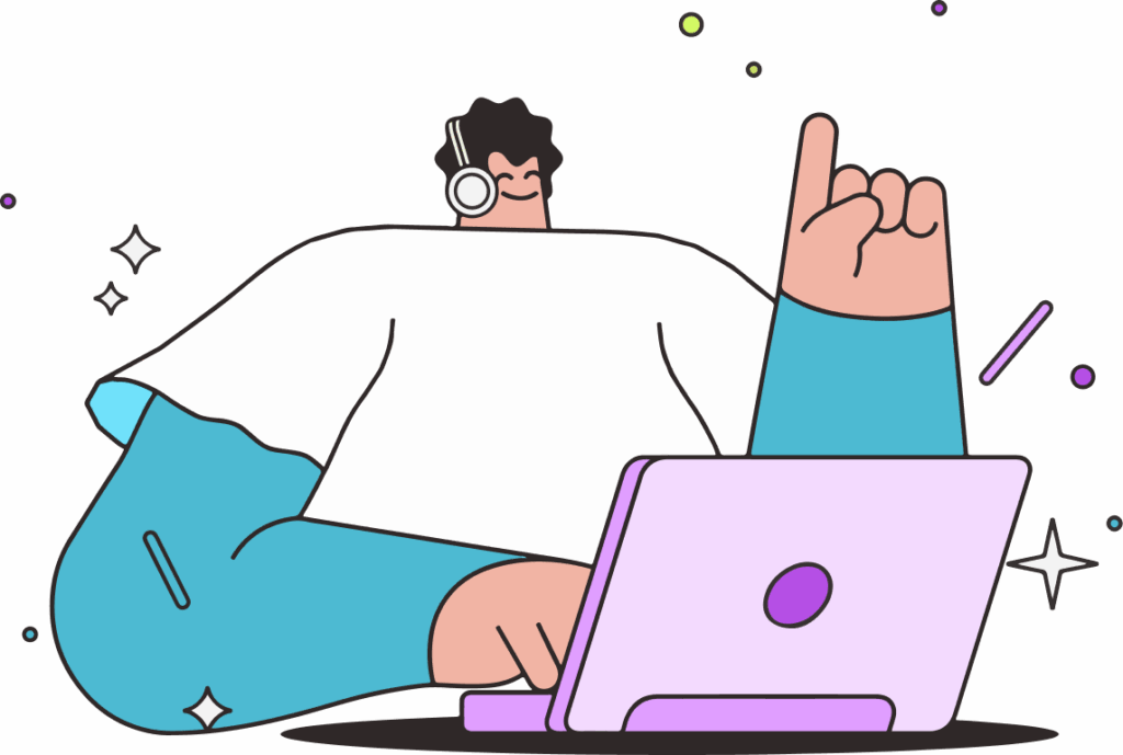 illustration of student on laptop