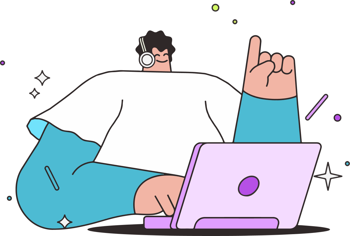 illustration of student on laptop
