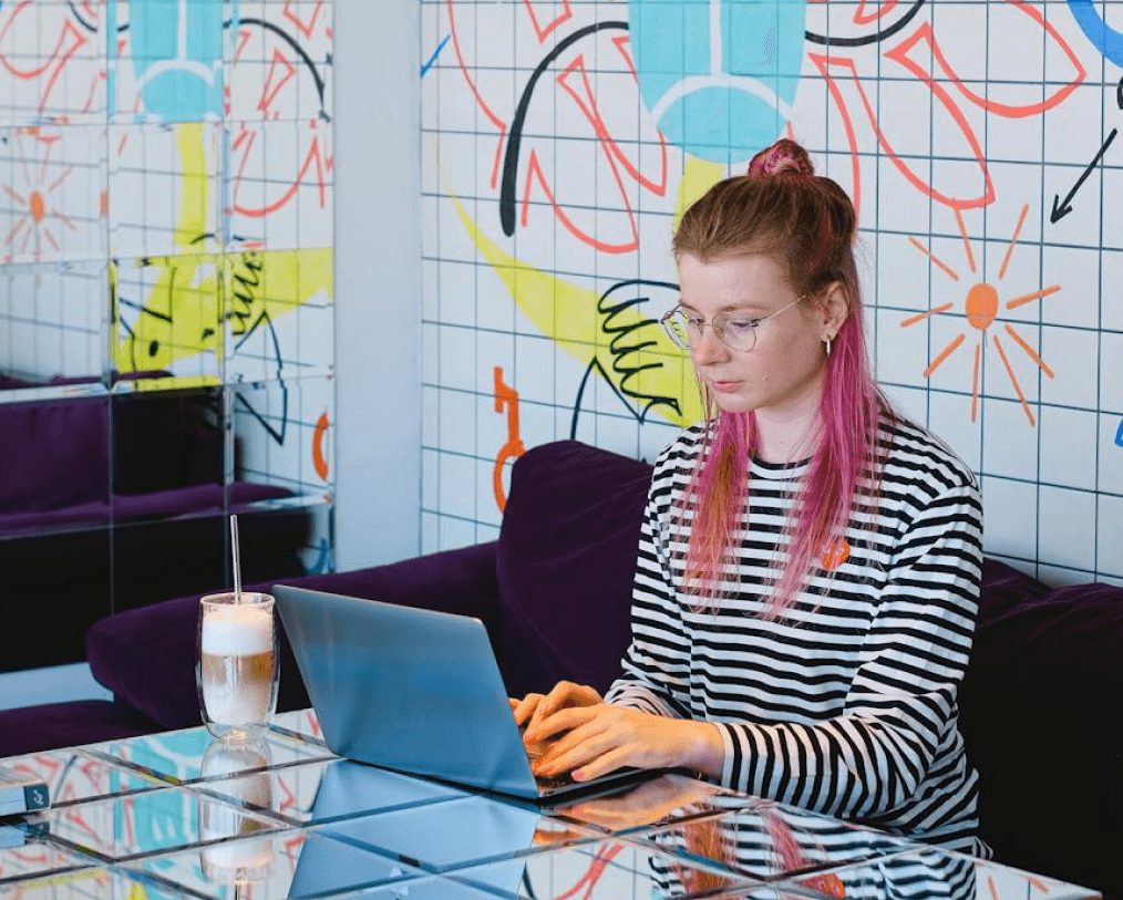 student at laptop